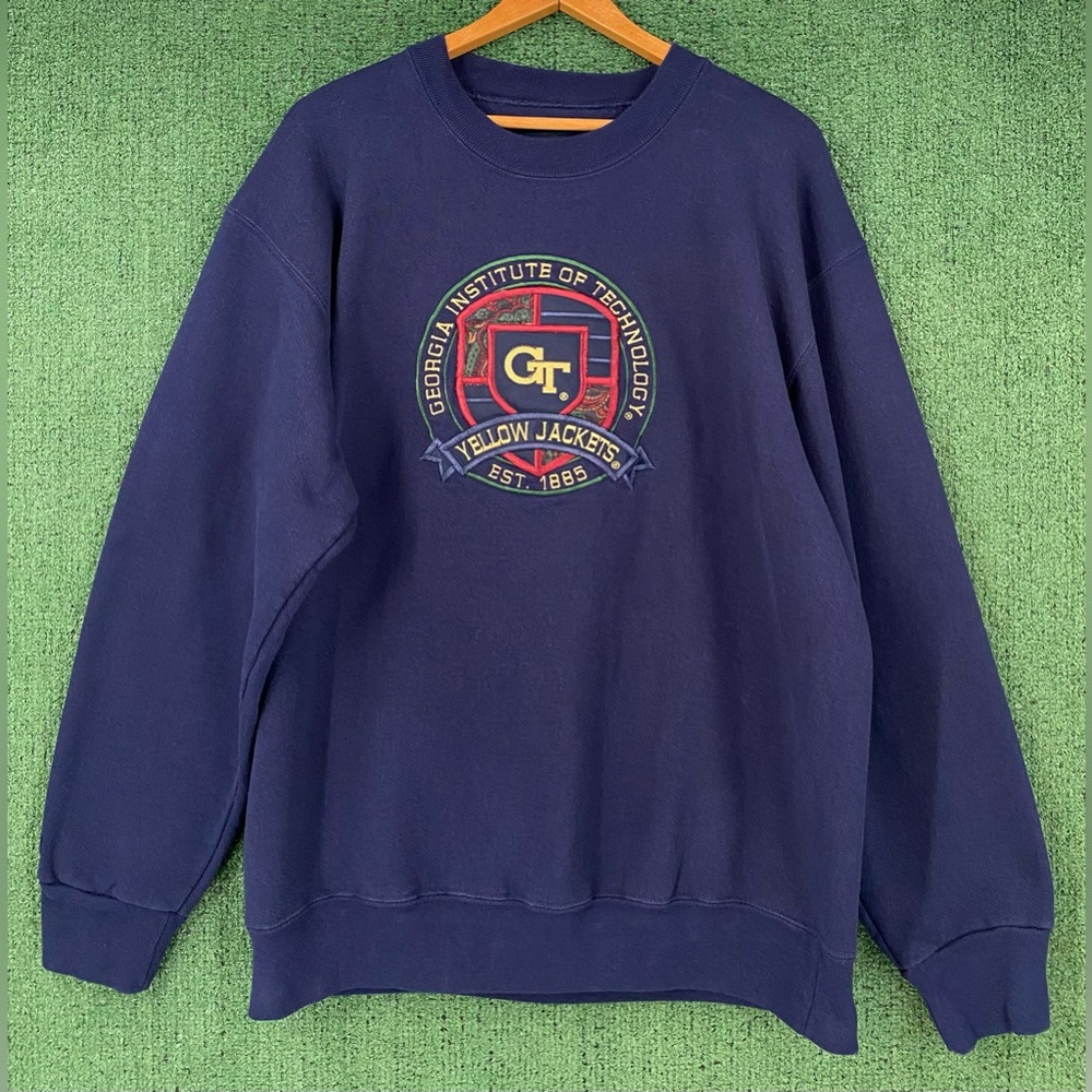 VTG 90s Jansport Georgia Tech Embroidered Logo Heavyweight Sweatshirt Mens Large